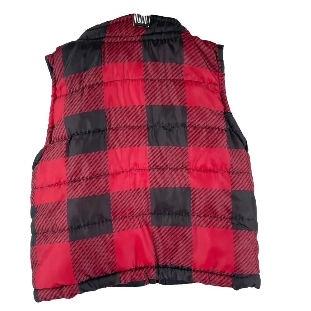 Healthtex Baby Boys Little Explorer Puffer Vest 0-3M Red Black Buffalo Plaid